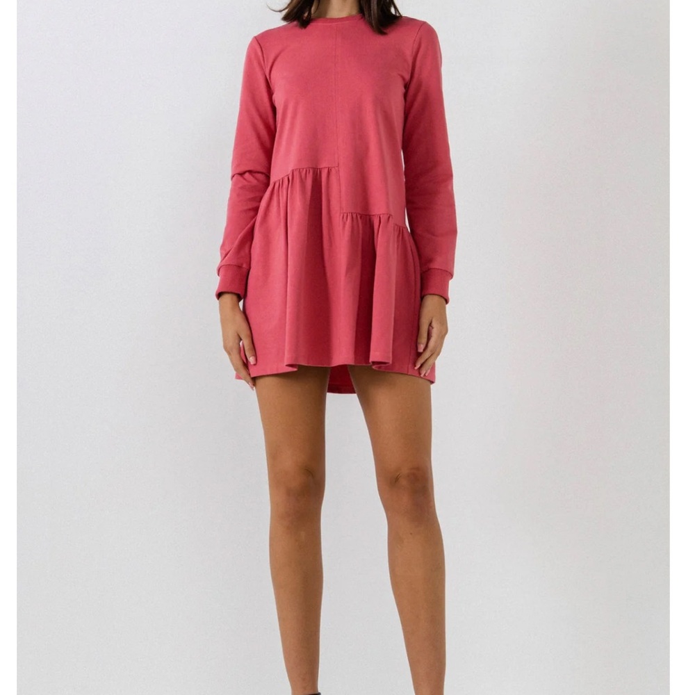 Knit unbalanced seam dress